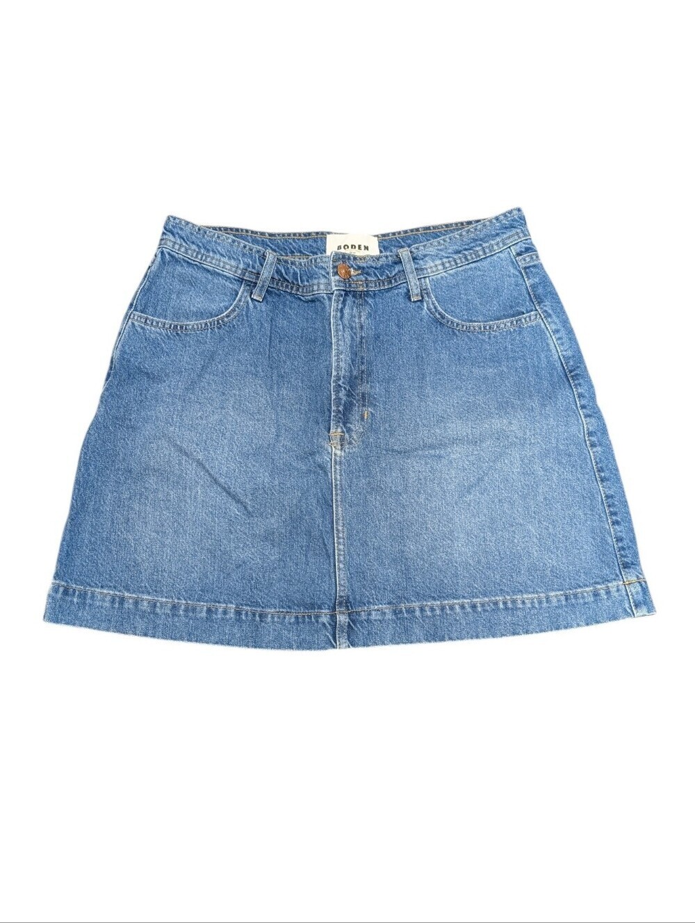 BODEN Women's Blue Denim A-Line Mini Jean Skirt (Size 10)